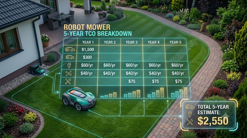 robot lawn mower total cost of ownership 5 year breakdown